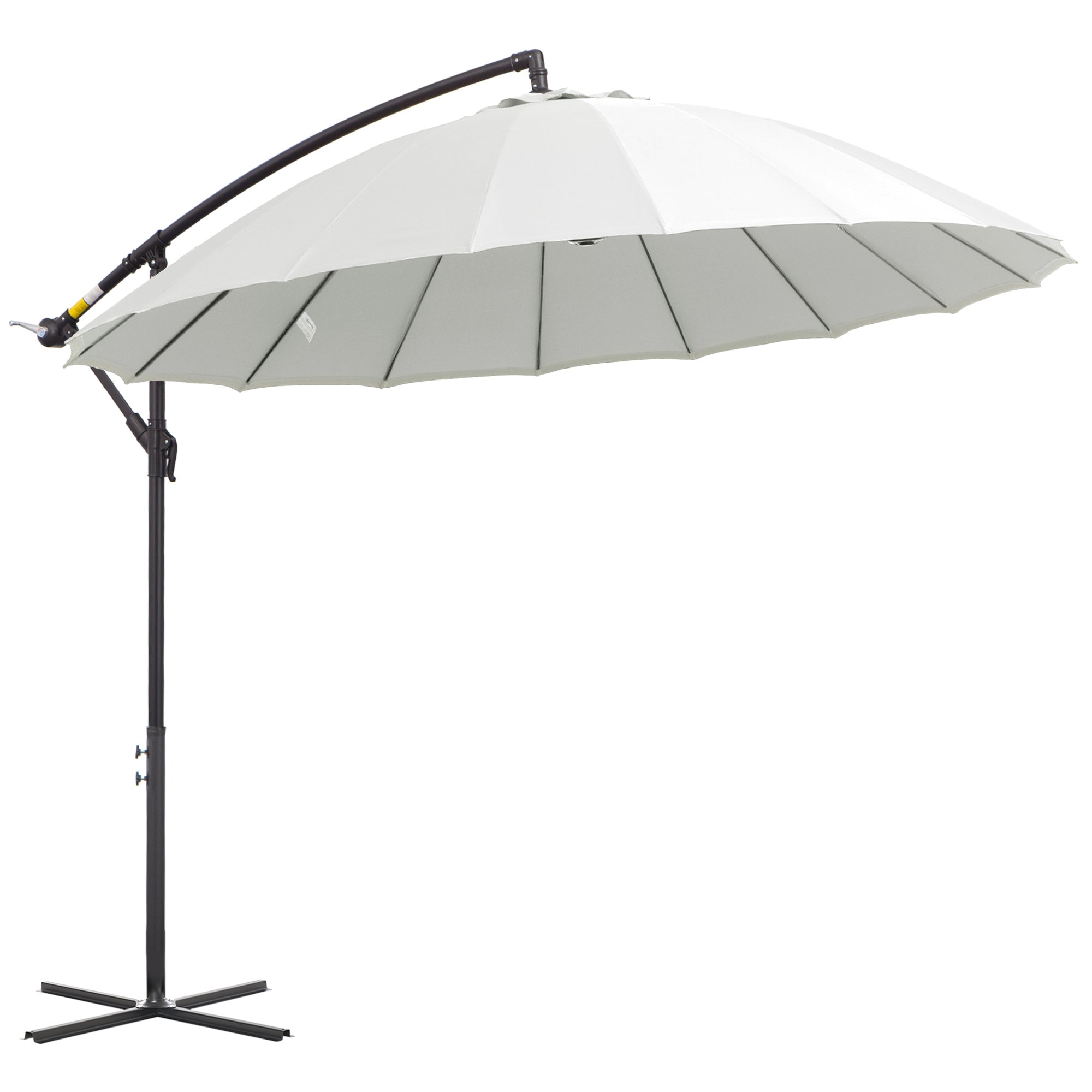 Outsunny 3 (m) Cantilever Shanghai Parasol m/ krumtaphåndtag, krydsbase, off-white - Image 2