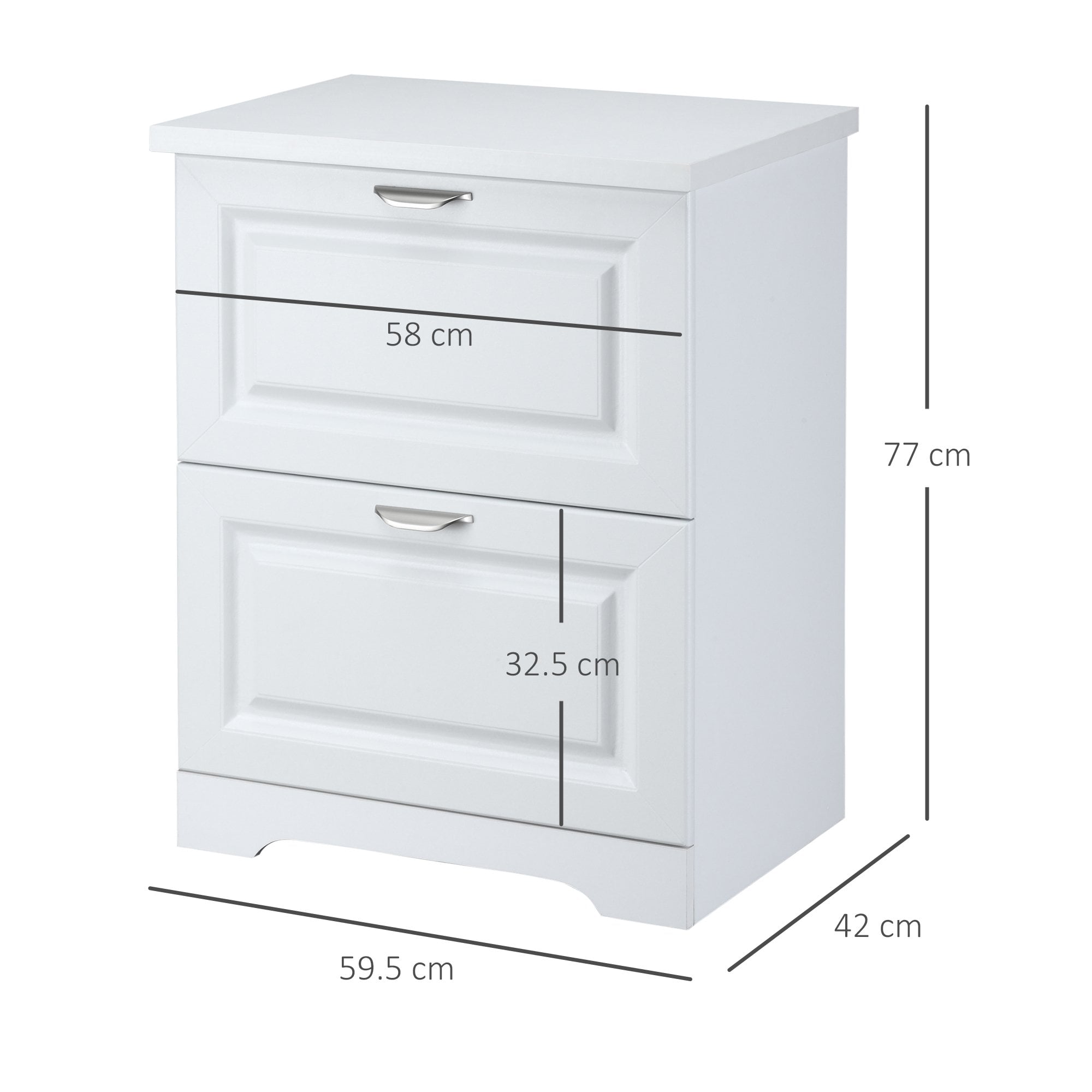 Moderne arkiveringsskab med 2 skuffer, håndtag, printertabel, lodrette filskabe, til hjem, kontor - hvid - Image 3