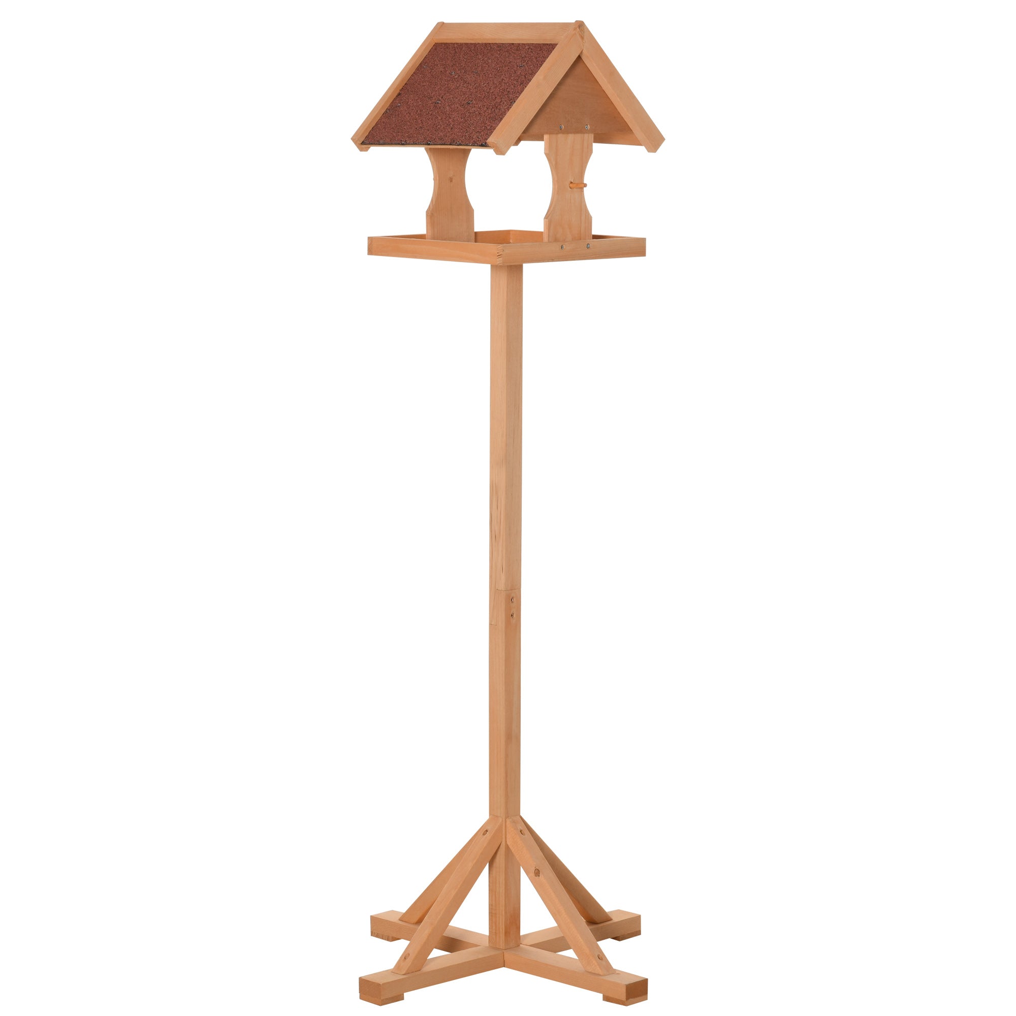 Pawhut Wood Bird Feeder m/ krydsformet støttefødder vejrbestandigt tag - Image 2