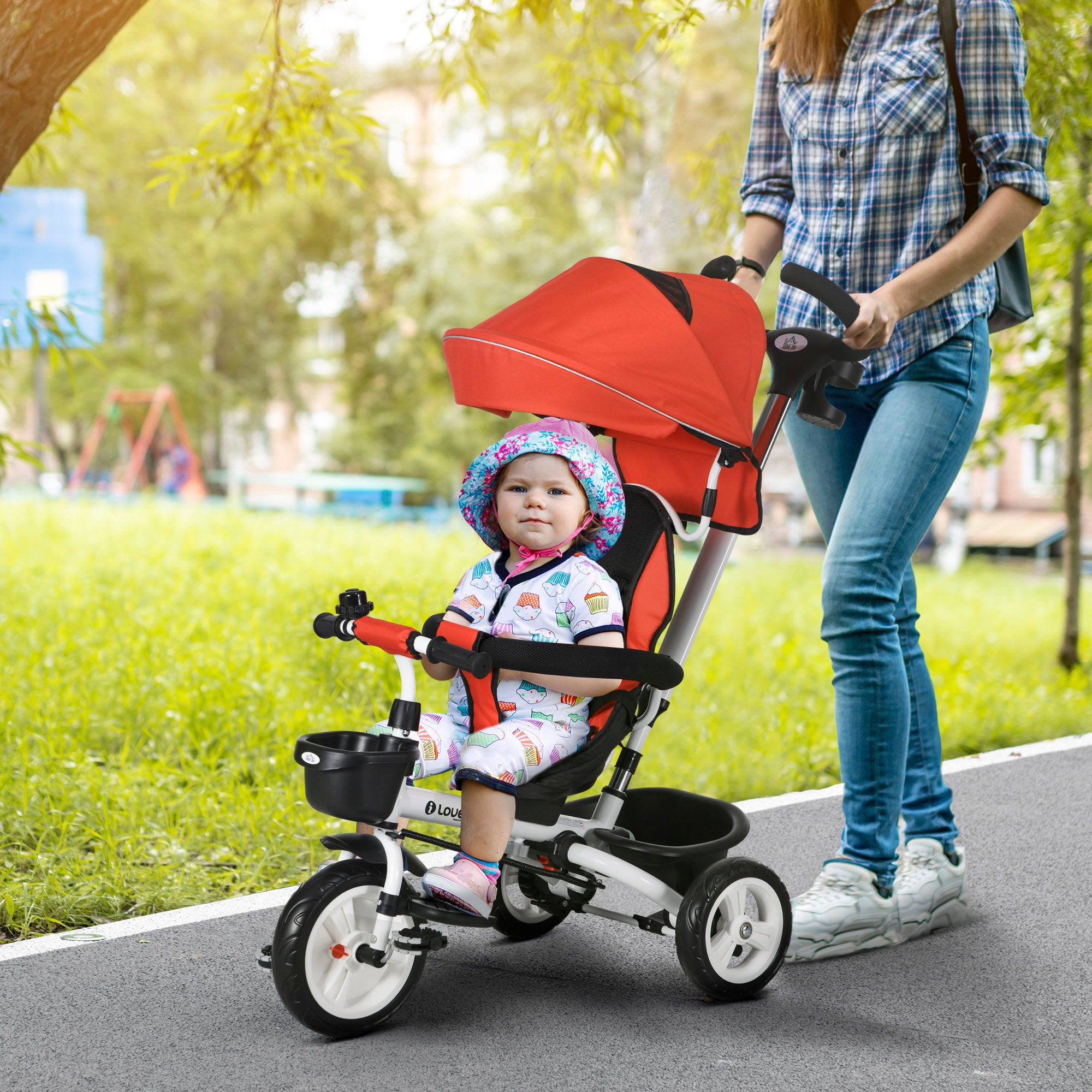 Homcom 6 i 1 Red Trike for småbarn 1-5 år med forældren håndtag - Image 2