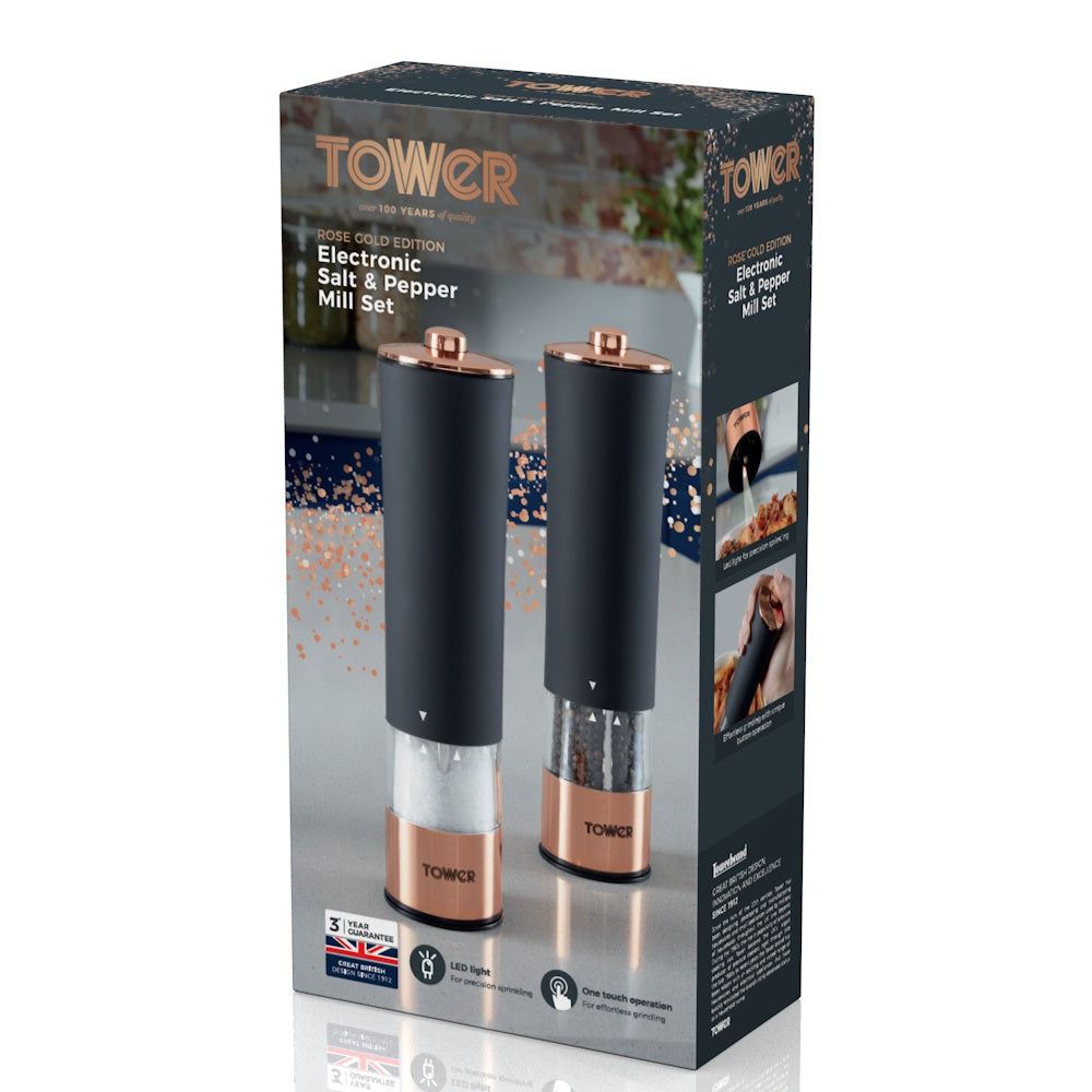 Tower Rose Gold Electric Salt and Pepper Mill - Sort - Image 2