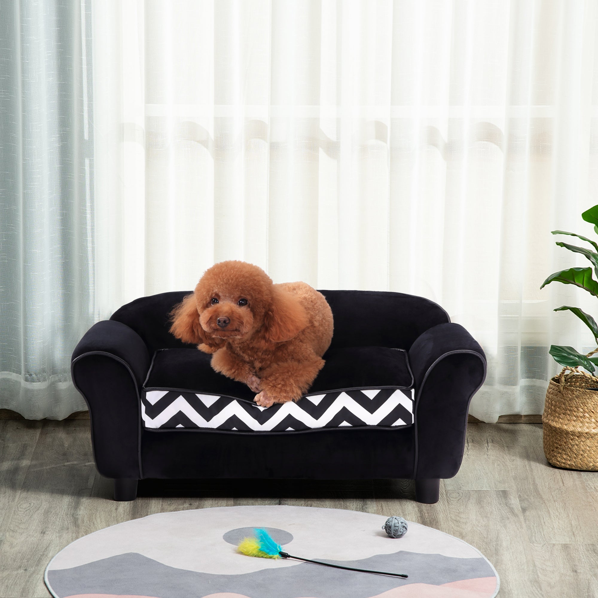 Pawhut Dog Sofa Cat Couch Seng til XS Dogs m/ aftagelig svamphynder - sort - Image 2