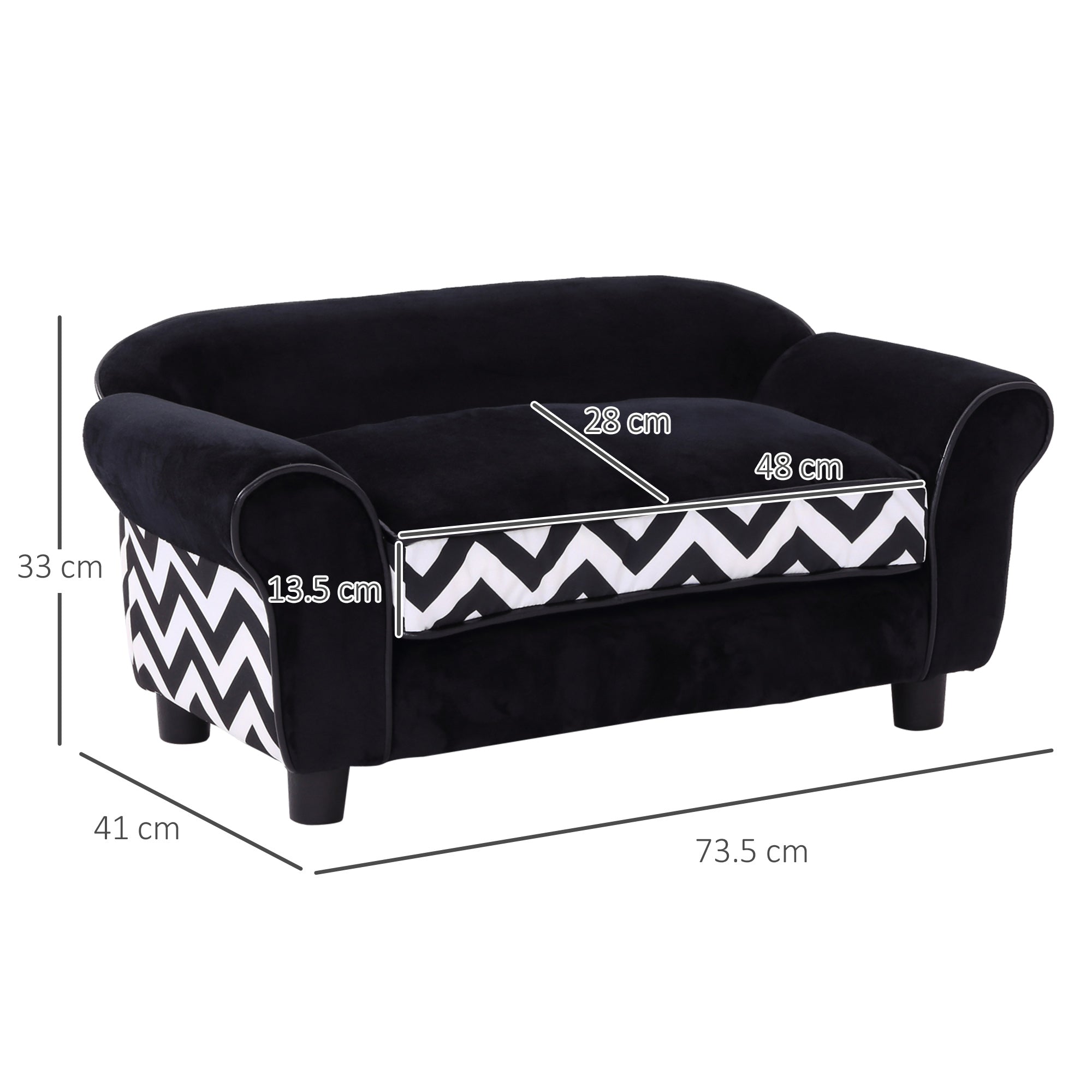 Pawhut Dog Sofa Cat Couch Seng til XS Dogs m/ aftagelig svamphynder - sort - Image 3